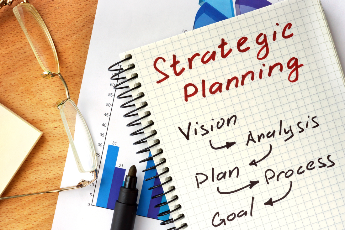 Notepad with  Strategic planning concept.